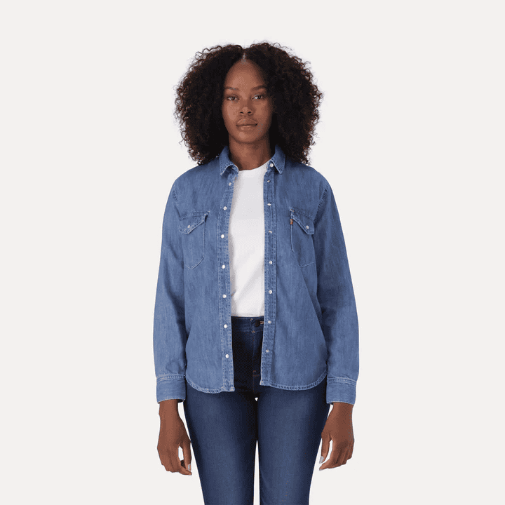 LEVI'S® WOMEN'S ICONIC WESTERN SHIRT - MED INDIGO
