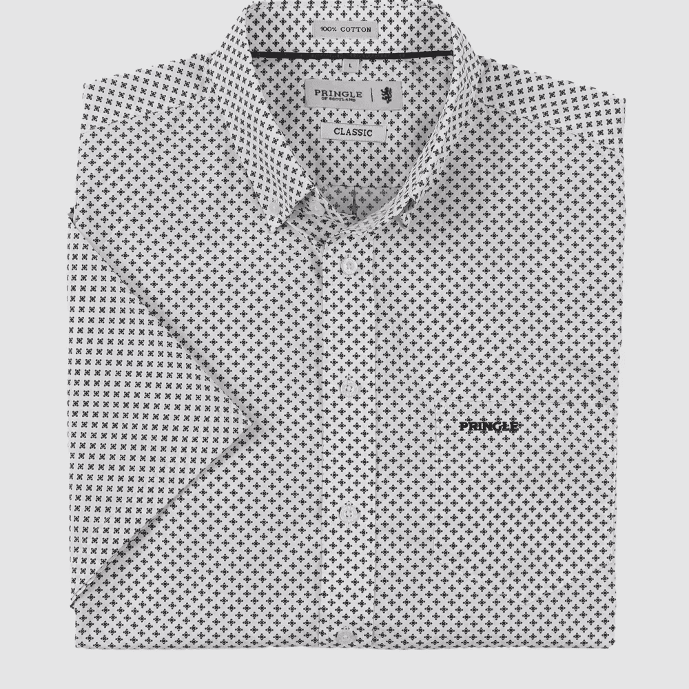 Zayden Printed Short Sleeve Classic Shirt - White