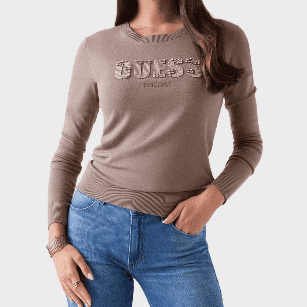 Guess Logo Sweater - Taupe
