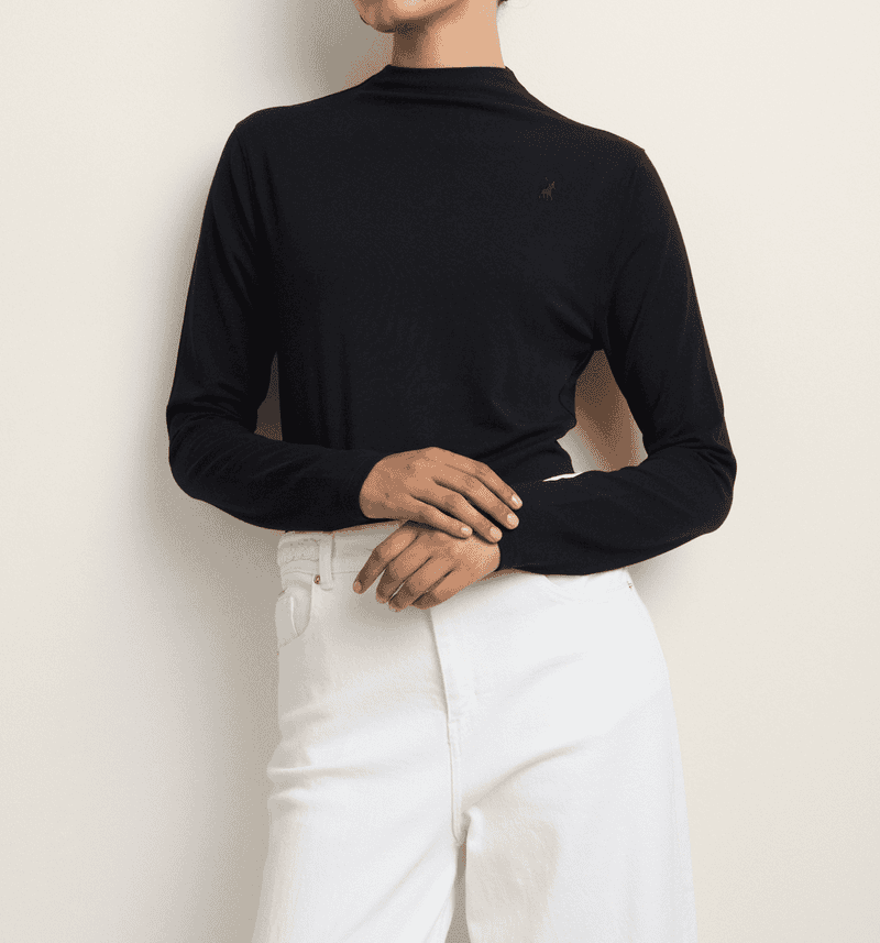 Polo Dani Long Sleeve Second Skin Tee - Black