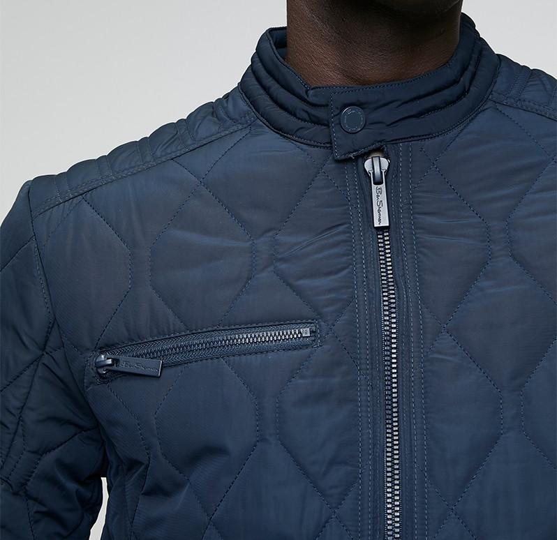 Ben Sherman Quilted Bomber Jacket - Navy