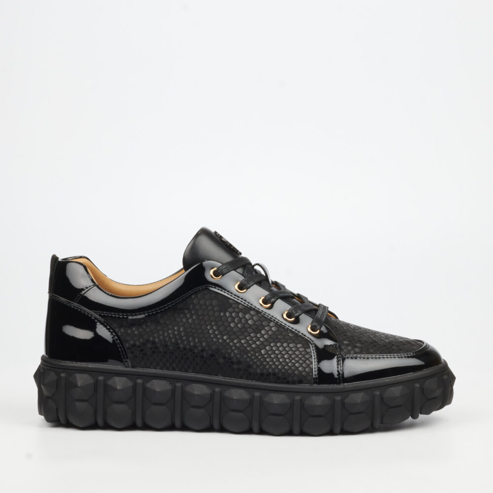 Mazerata Pigale 37 Faux Snake Pattern Sneakers - Black