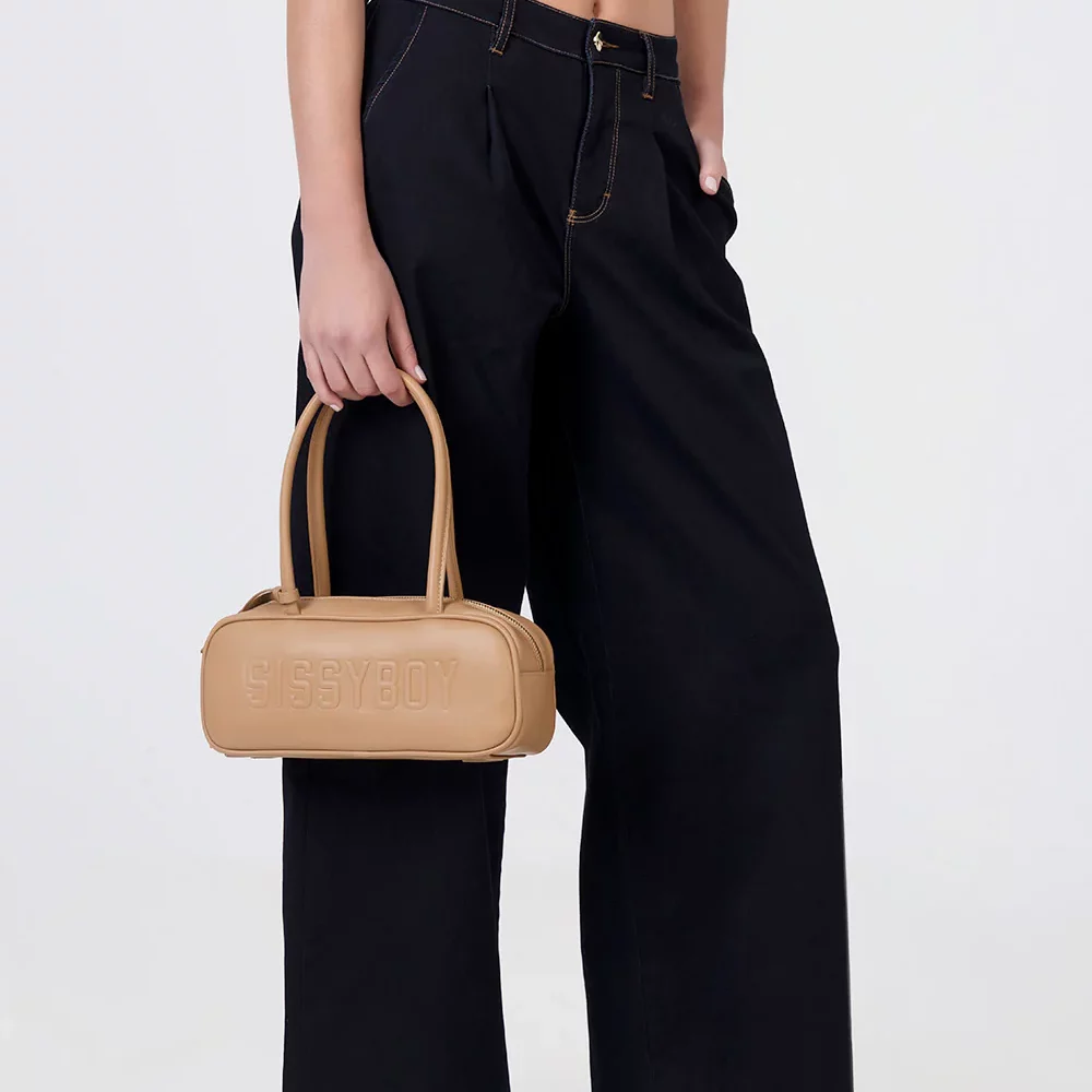 Sissy Boy Hadley Bowler Embossed Logo Bag - Stone