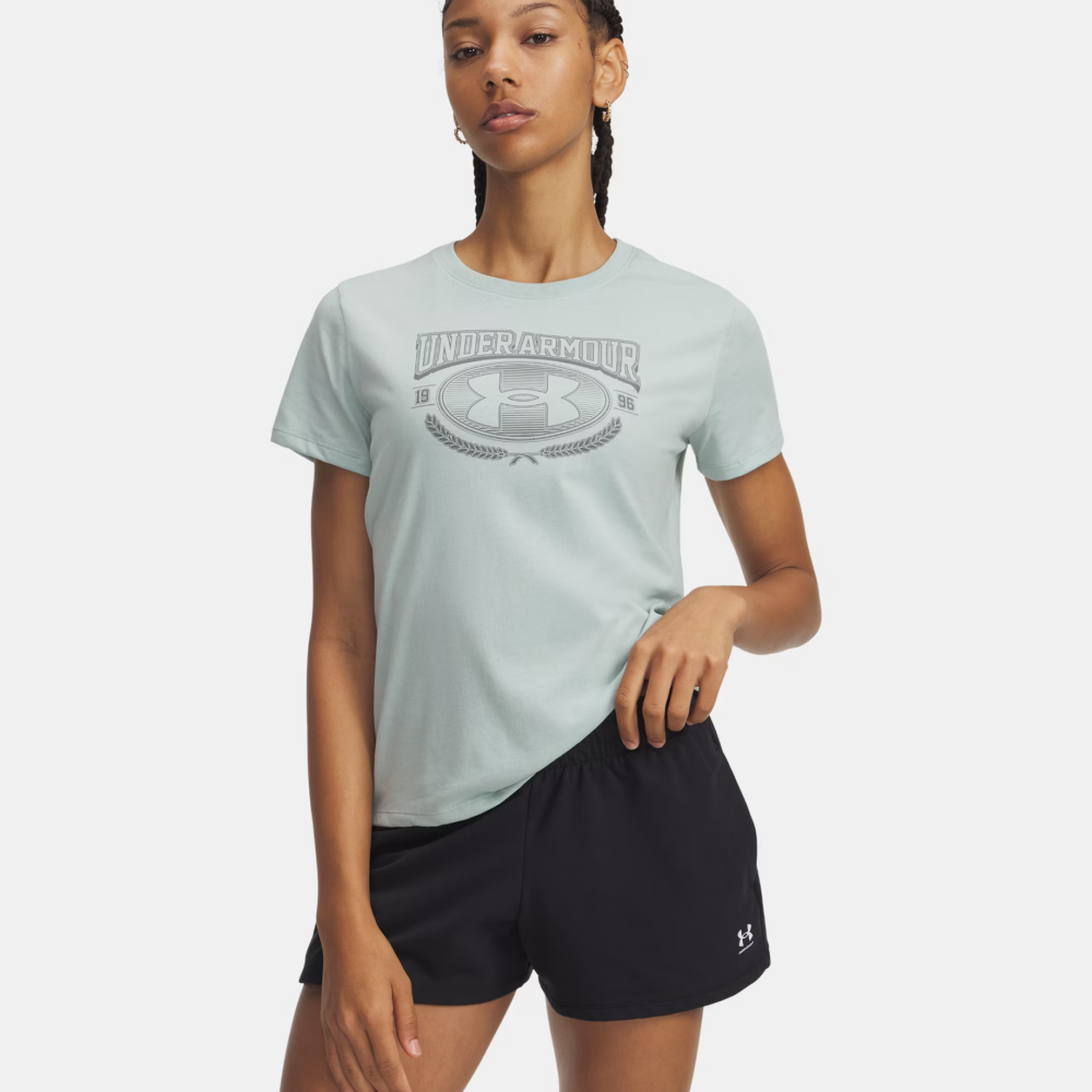 Under Armour Varsity Women's Tee - Enamel Blue - Clay Green
