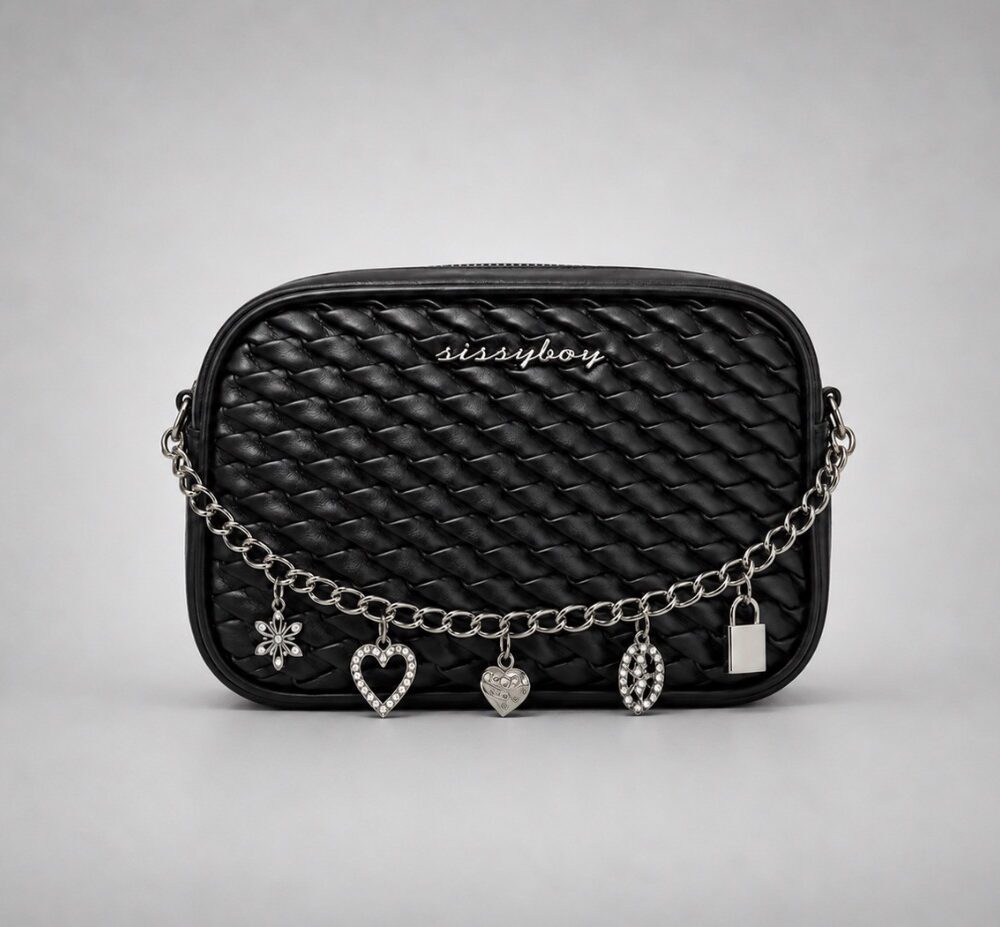 Sissy Boy Aurora Textured Crossbody -Black with Charm Detail