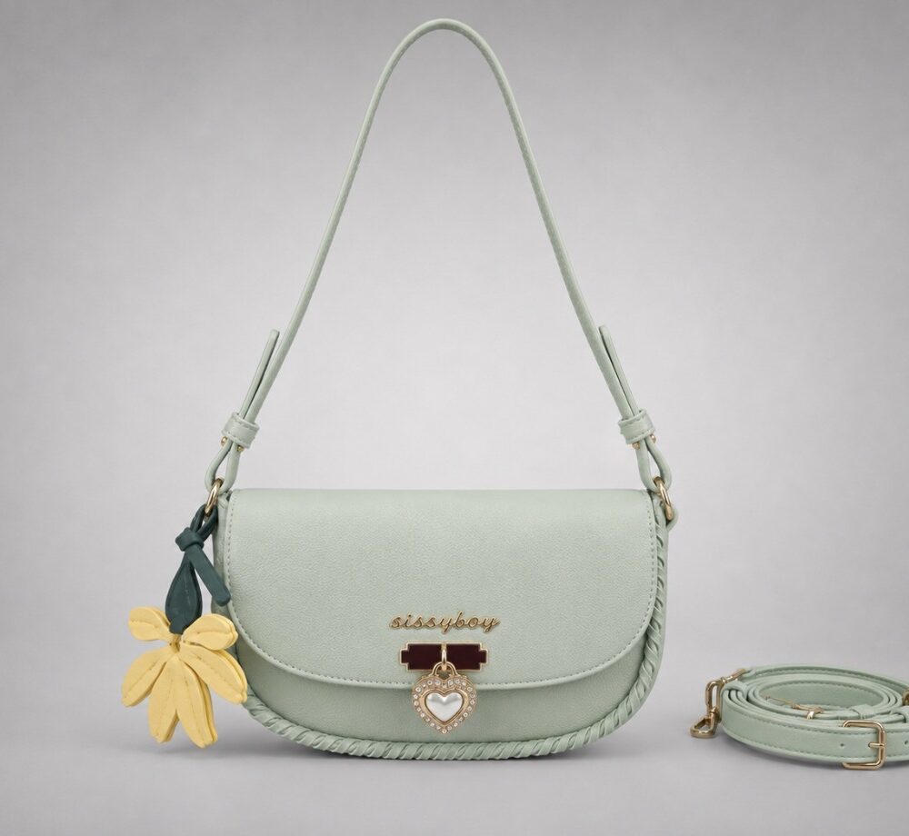 Sissy Boy Sutton Shoulder Bag with Pearl Heart Locker - Mint